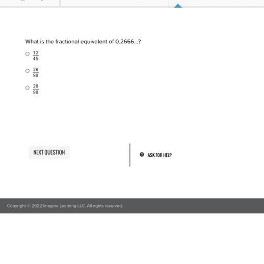 What is the fractional equivalent of 0.2666...?-example-1