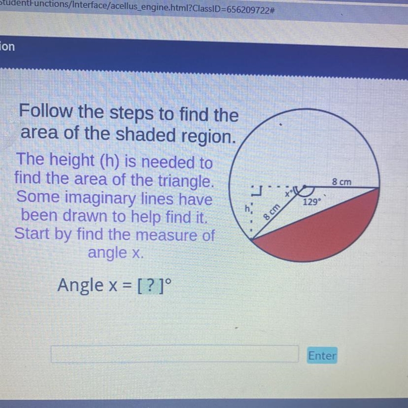 Follow the steps to find the area of the shaded region-example-1