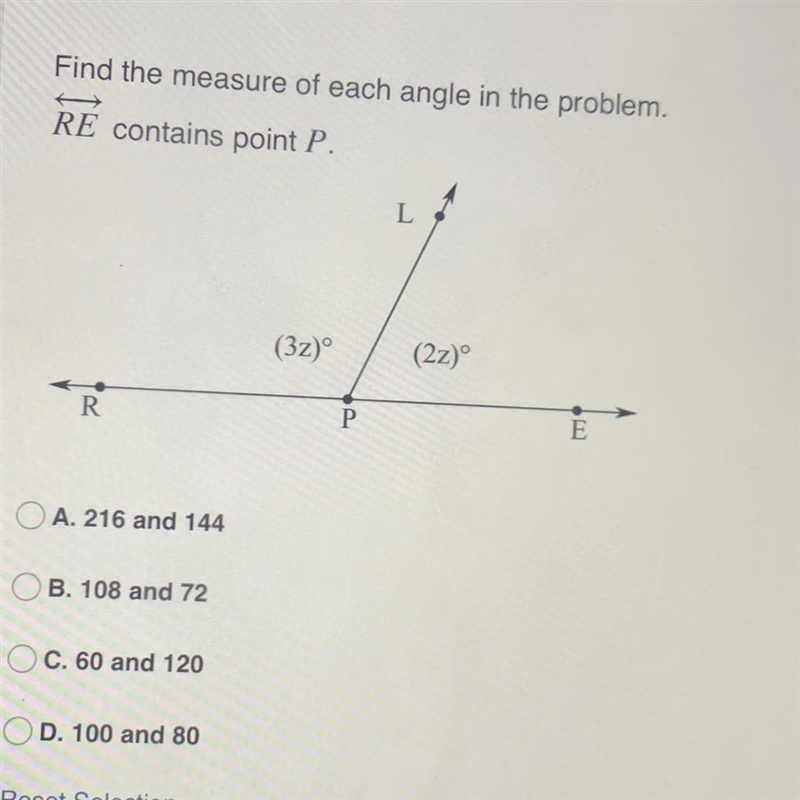 Find the measure of each angle in the proplem RE contains point P-example-1