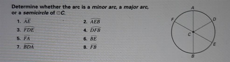 Determine whether the arc is a minor arc, a major arc, or a semicircle arc of C-example-1