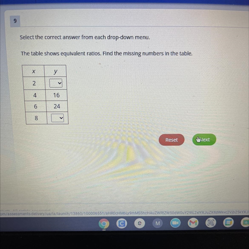 The table shows equivalent ratios. Find the missing numbers in the table.-example-1