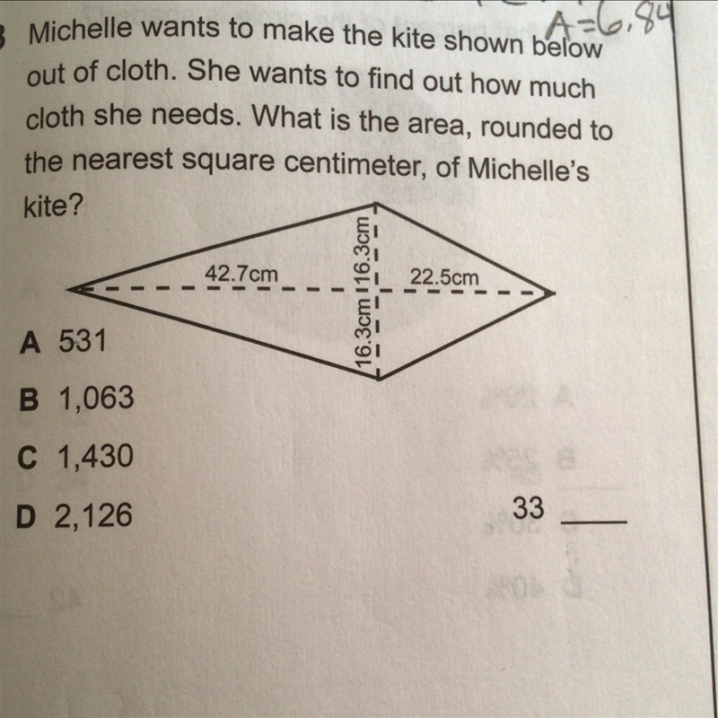 Michelle wants to make the kite shown below out of cloth she wants to find out how-example-1