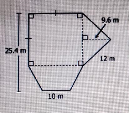 Find the area of the composite figure. The length of the square is 14.4 m. Round to-example-1