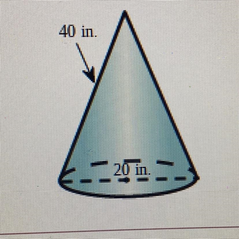 Find the surface area of the cone. Use 3.14 for it. The surface area is about in.2. look-example-1