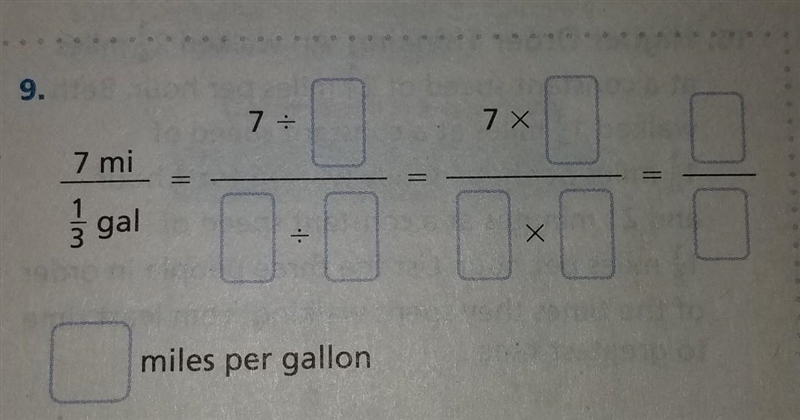 9. 7: 7 X 7 mi ร gal -0 1 0x0 Х miles per gallon​-example-1