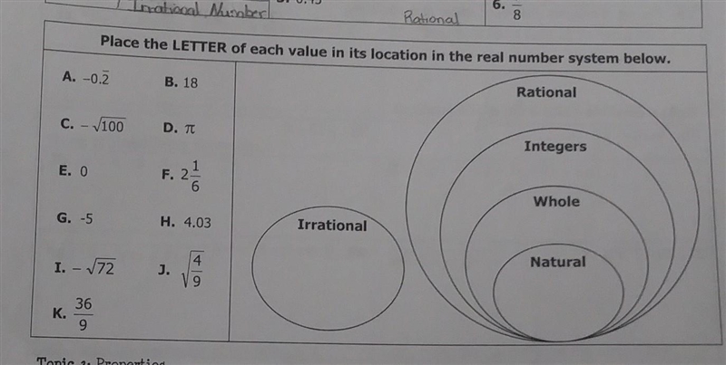 I am confused please place each number of they are rational irrational integer whole-example-1