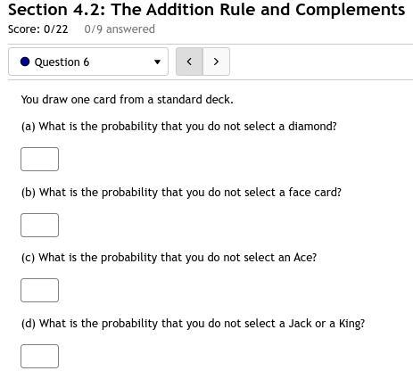 6. You draw one card from a standard deck.(a) What is the probability that you do-example-1