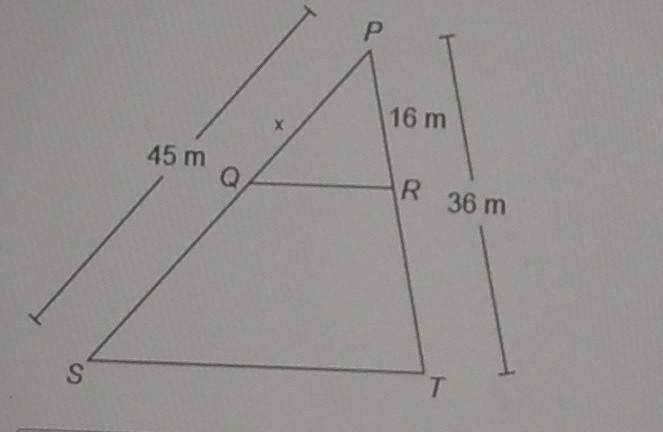 Line segment QR is parallel to line segment ST. x = ___ m-example-1