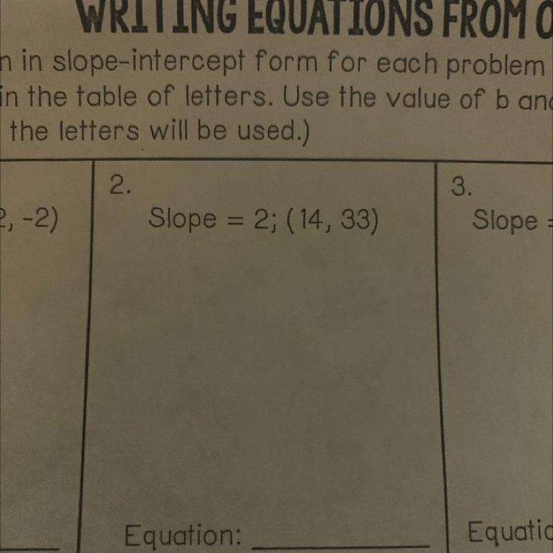 Pls help!! Slope = 2; (14, 33)-example-1