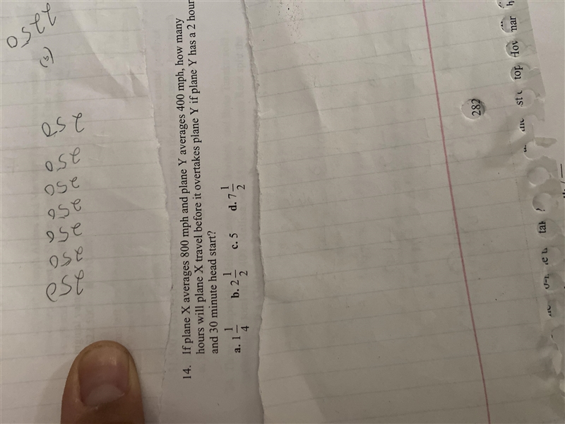 114. If plane X averages 800 mph and plane Y averages 400 mph, how manyhours will-example-1