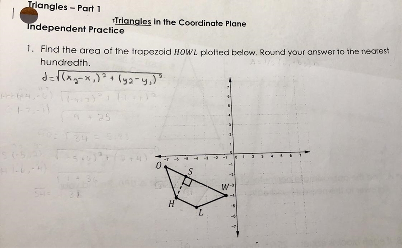 Can someone help me solve this problem. Find the area of the trapezoid HOWL plotted-example-1