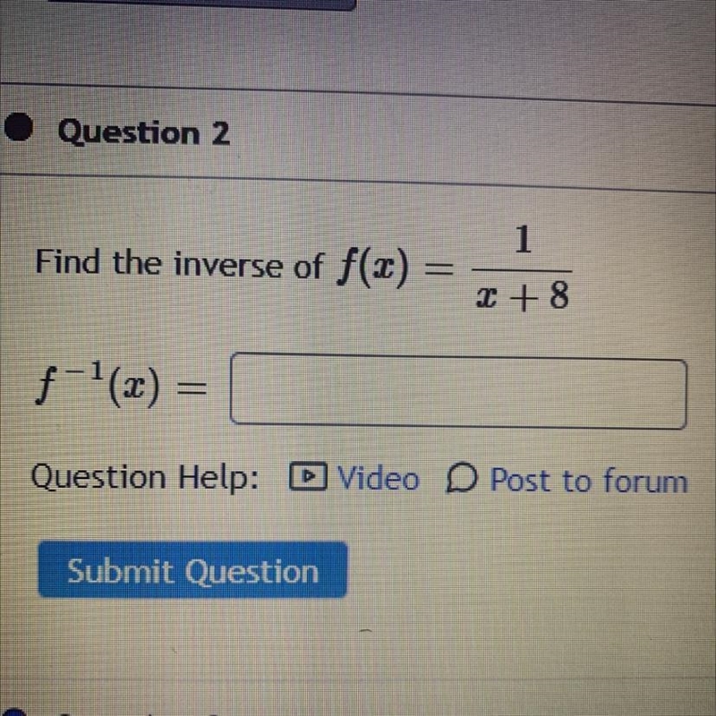 Find the inverse of f(x) = 1/ x + 8-example-1