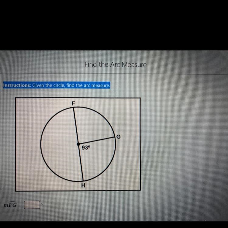 Given the circle find the arc measure PLEASE HURRY EMERGENCY-example-1