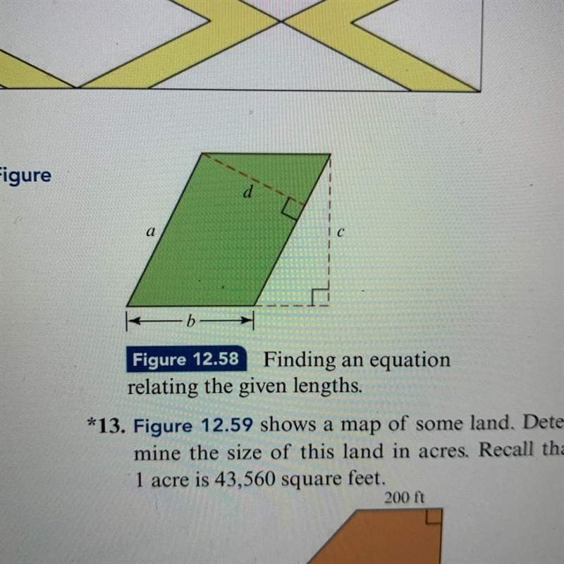 12.) given that the shaded shape and figure 12.58 is a parallelogram, find an equation-example-1