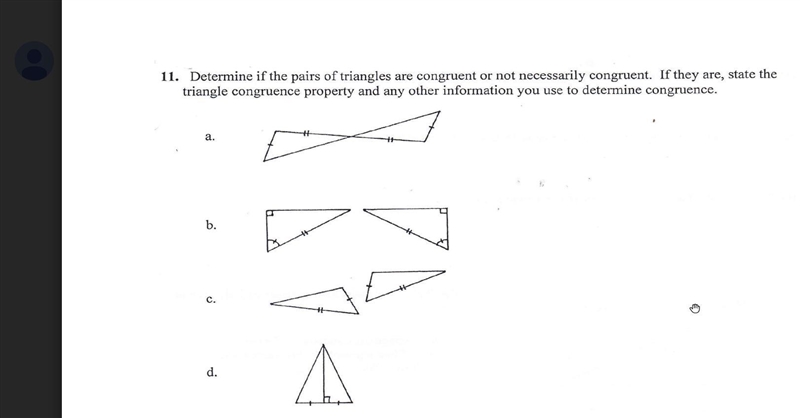 Determine if the pairs of triangles are congruent or not necessarily congruent. If-example-1