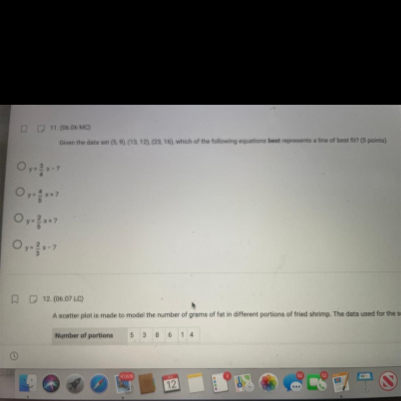 Given the data set in the image, which of the following equations best represents-example-1