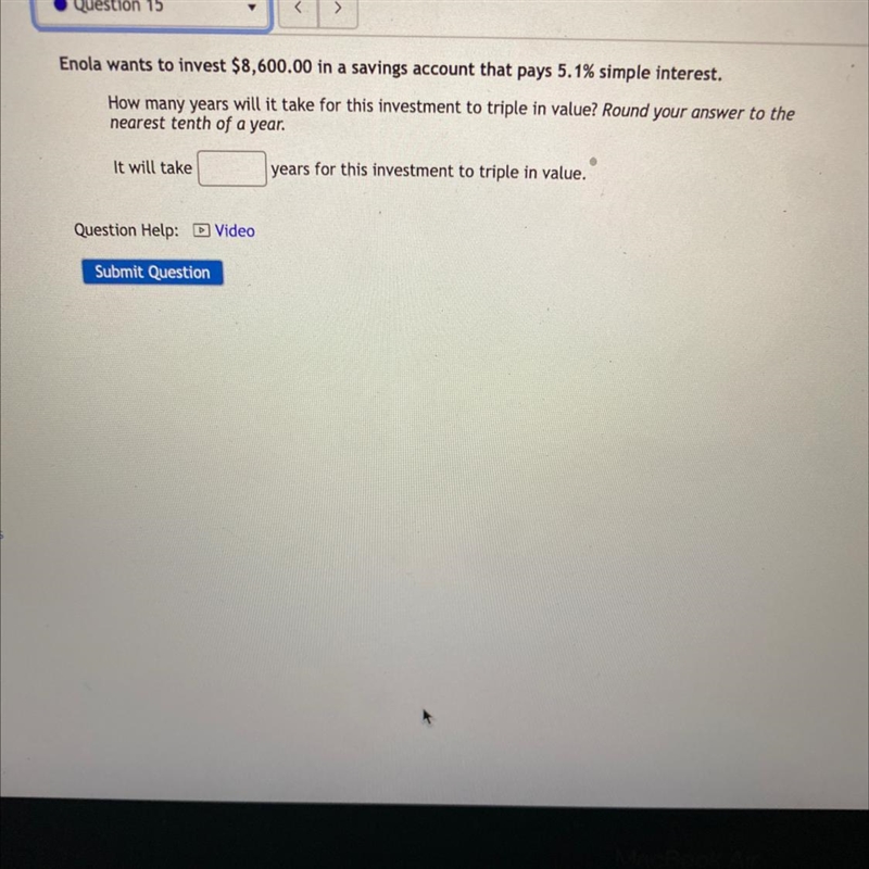 Enola wants to invest $8,600.00 in a savings account that pays 5.1% simple interest-example-1