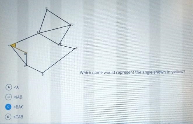 Which name would represent the angle shown in yellow? D A-example-1