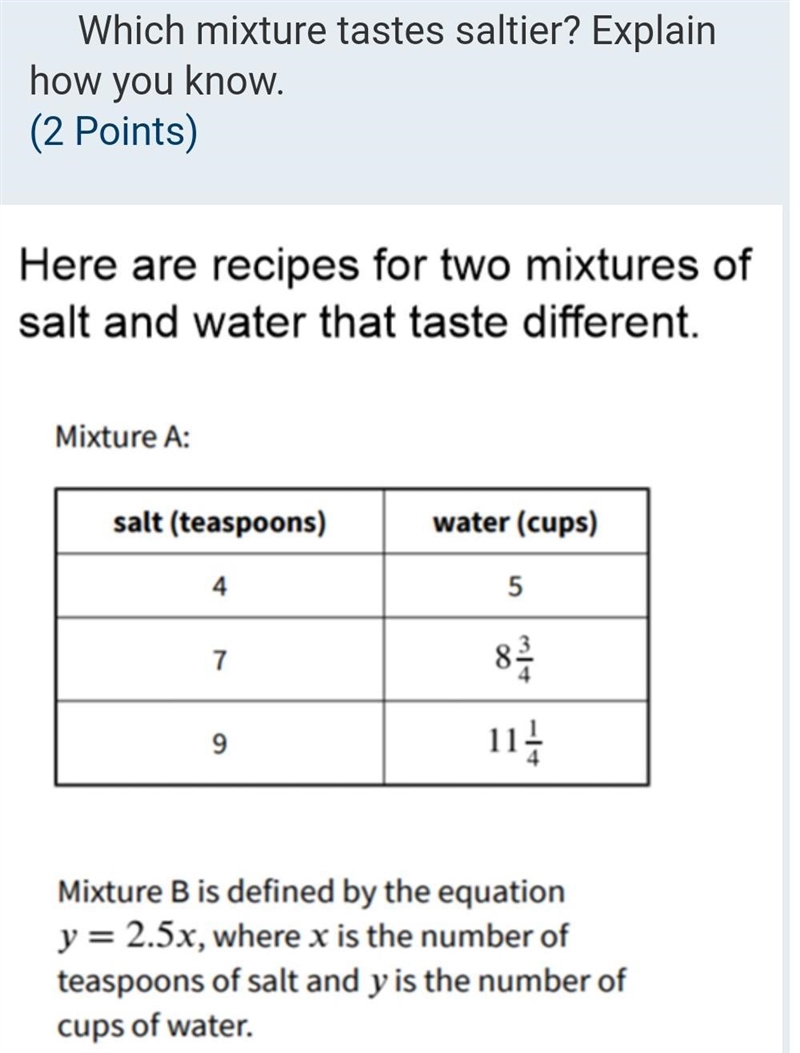 which which mixture tastes saltier explain how you know. PLEASE HELP ME WITH THIS-example-1