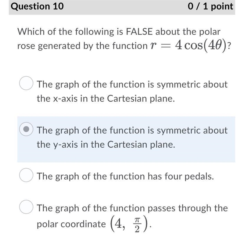 Which of the following is FALSE about the polarrose generated by the function r4 cos-example-1