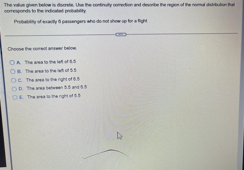 The value given below is discreteUse the continuity correction and describe the region-example-1