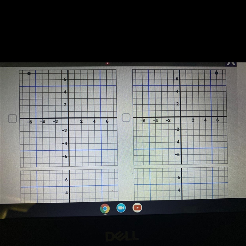 Which of the following graphs represent the reflection of the point (7, -6) over the-example-1