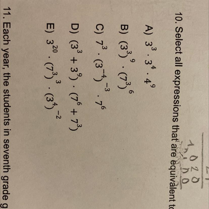 Select all the expressions that are equivalent to 3^13 x 7^9-example-1