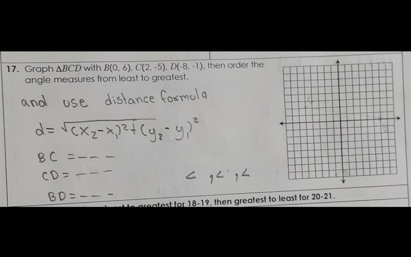 Graph ABCD with B(0, 6). C(2. -5). D(-8, -1), then order the angle measures from least-example-1