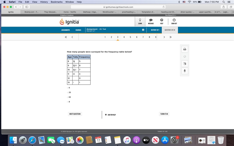 How many people were surveyed for the frequency table below?-example-1