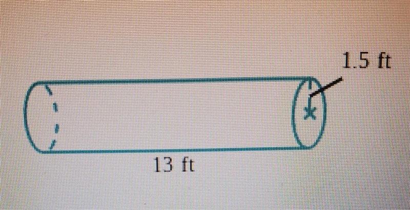 Radius of a cylindrical pipe 1.5 ft and 13 ft longwhat is the volume?use the value-example-1