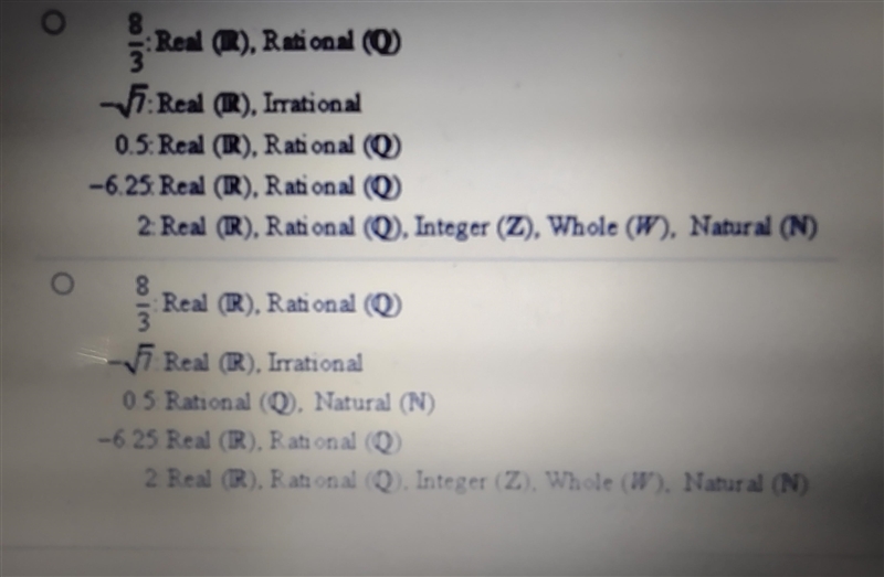 Classify each number by the subsets of the real numbers to which it belongs.-example-2