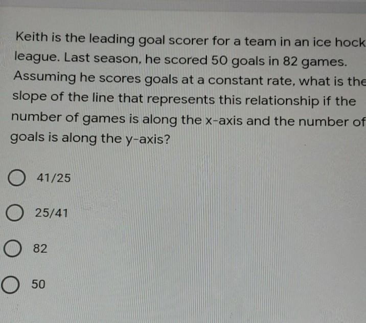 Keith is the leading goal scorer for a team in an ice hockey league. Last season, he-example-1