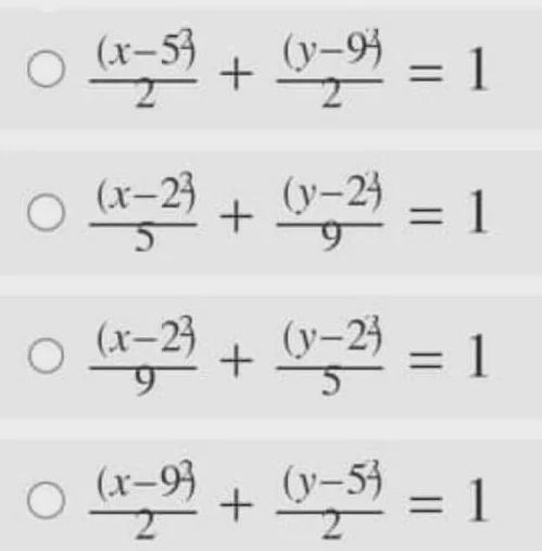 Determine the equation of the ellipse with center (2,2), focus (2,0), and vertex (2,5).-example-1