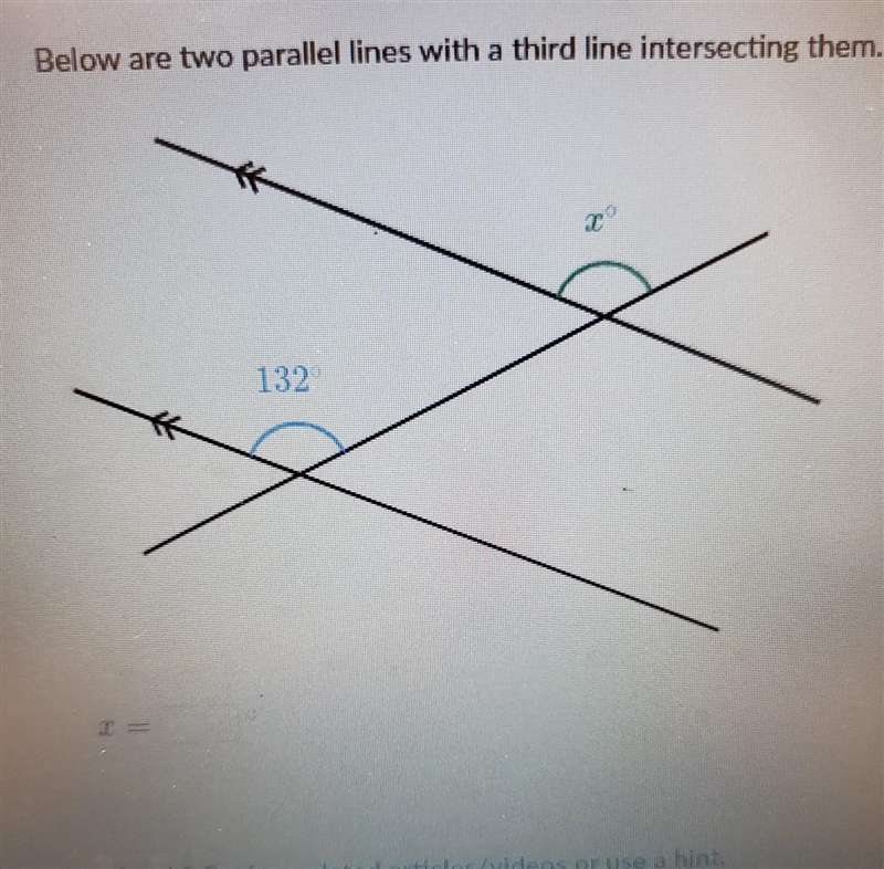 Below are two parallel lines with a third line intersecting them.-example-1