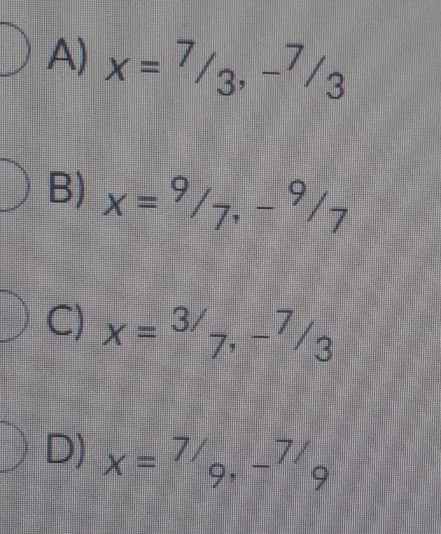 - 9x ^(2) + 49 = 0find the solutions of the quadratic equation-example-1