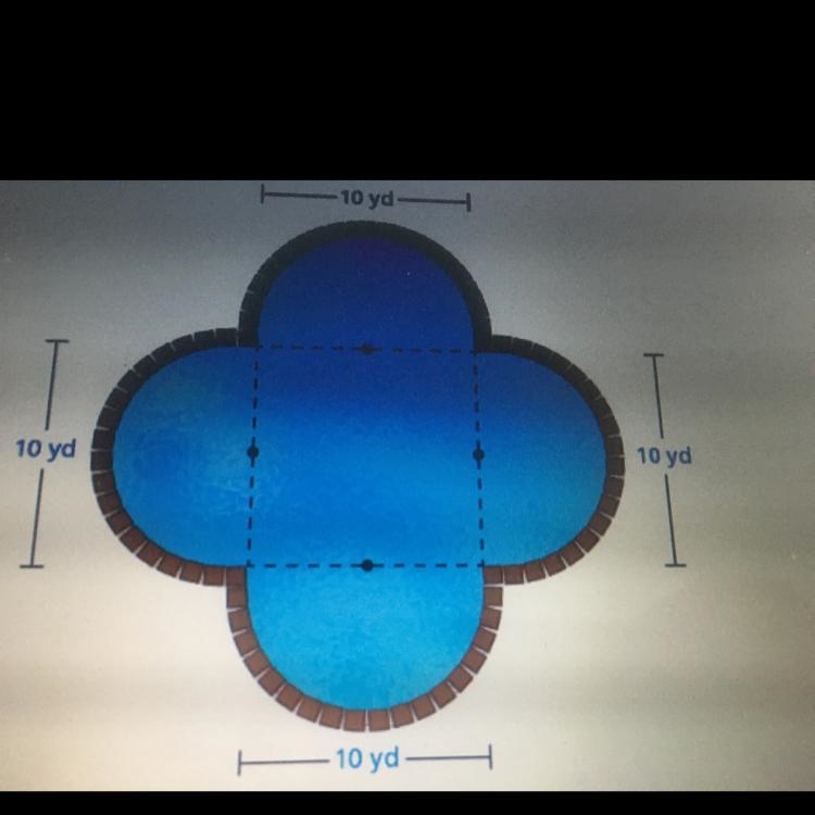 A hotel swimming pool is made for semi circle and square. Find The perimeter of the-example-1