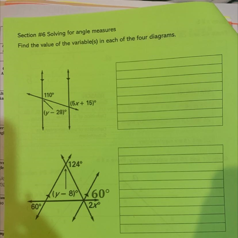 Find the value of the variables in each of the four diagrams-example-1