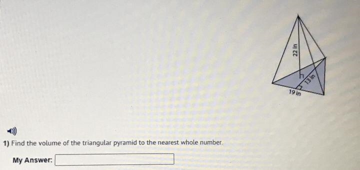 Find the volume of the triangular pyramid to the nearest whole number-example-1