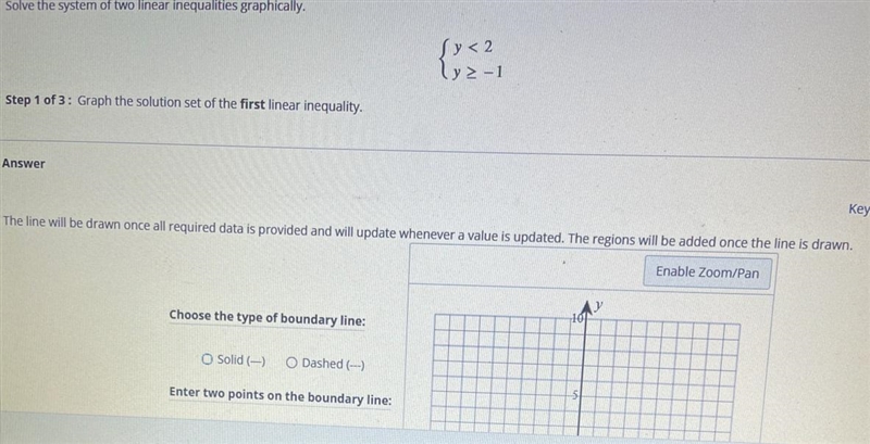 Solve the system of two inequalities.y<6y≥-4Same format as the question below. Only-example-1