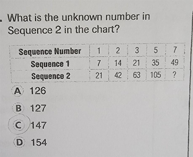 1. What is the unknown number in Sequence 2 in the chart?​-example-1