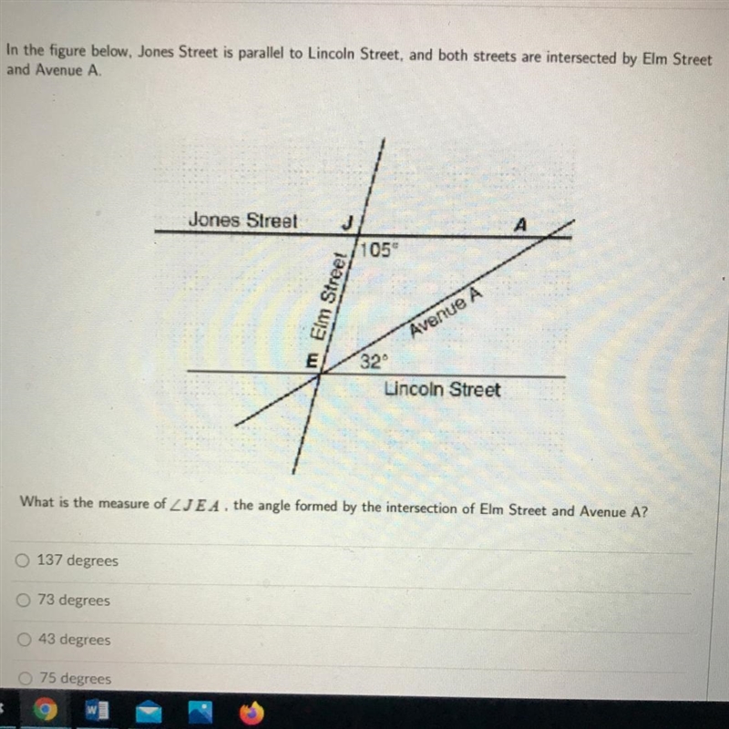 In the figure below, Jones Street is parallel to Lincoln Street, and both streets-example-1