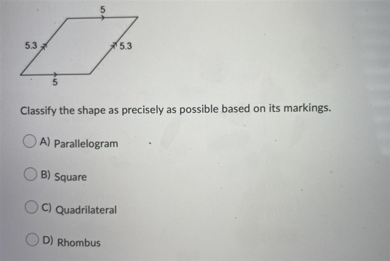 Classify the shape as precisely as possible based on its markings.Question options-example-1