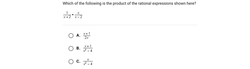 Which of the following is the product of the rational expressions shown here?A.B.C-example-1