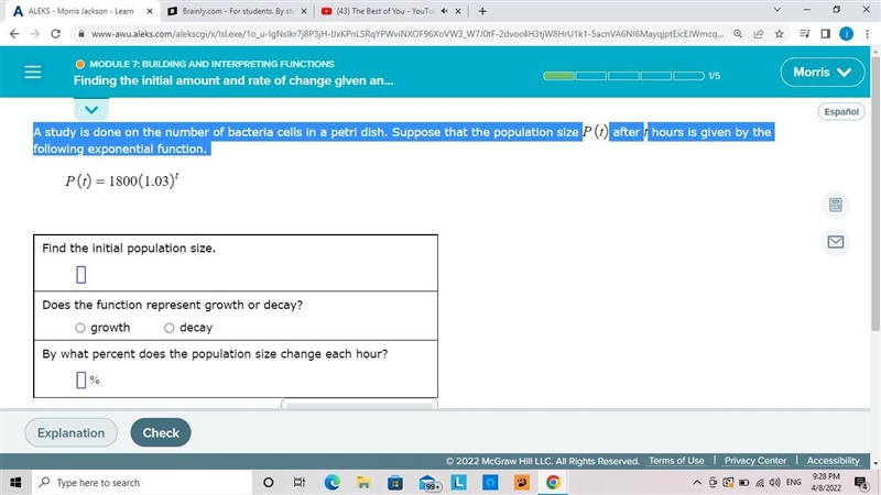 A study is done on the number of bacteria cells in a petri dish. Suppose that the-example-1