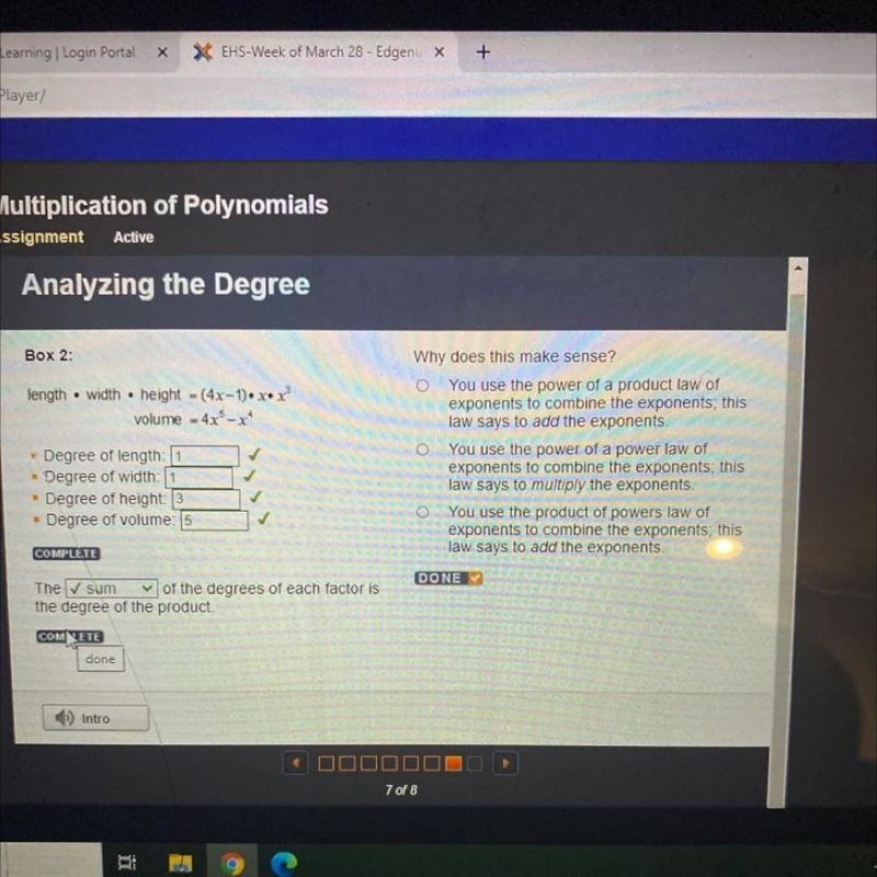 x-1)+xx- xWhy does this make sense?0 You use the power of a product law ofexponents-example-1