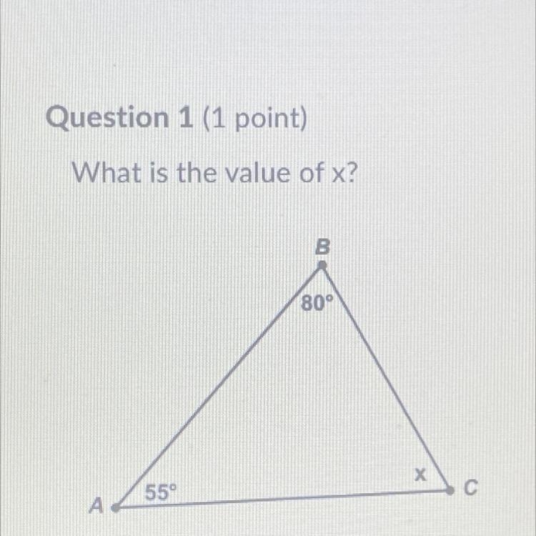 What is the value of x? A=55 B=80-example-1