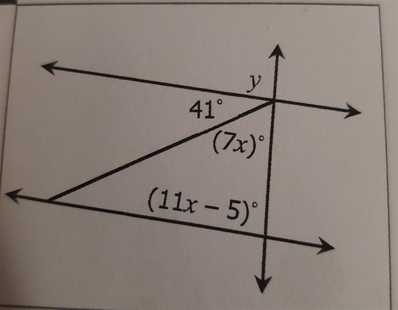 Find what x equals and angle y​-example-1