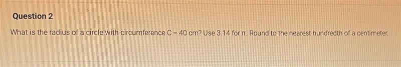 What is the radius of a circle with circumference C = 20 CM?-example-1