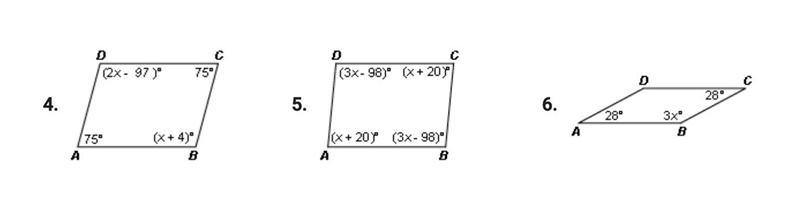 I really need help with number 6find the value of x that makes abcd a parallelogram-example-1