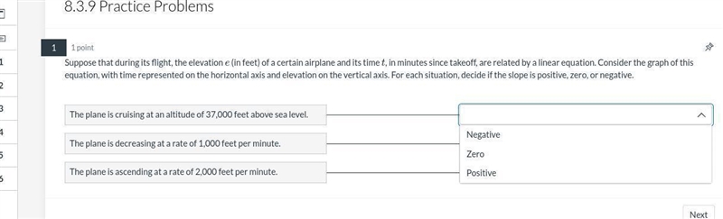 Suppose that during its flight, the elevation e (in feet) of a certain airplane and-example-1